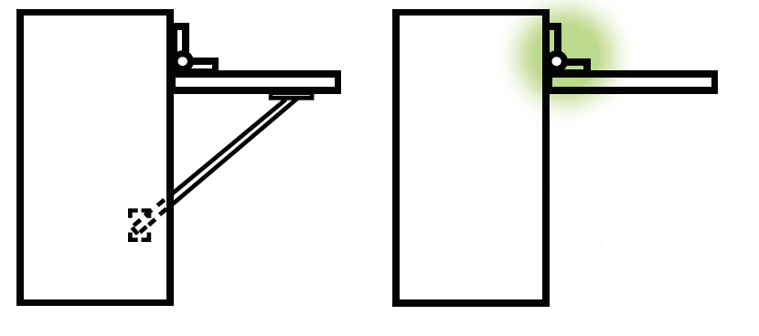 Torque hinges eliminate the need for stoppers and lid supports, as shown here.